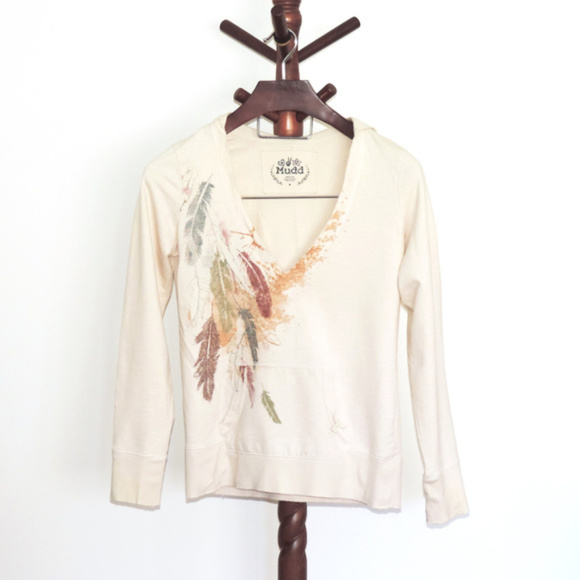 Mudd distressed long sleeve v-neck pullover hoodie - Picture 1 of 6